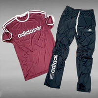 ADIDAS PRINTED HALF SLEEVES T-SHIRT+TRACK PANT - YELLOW, M