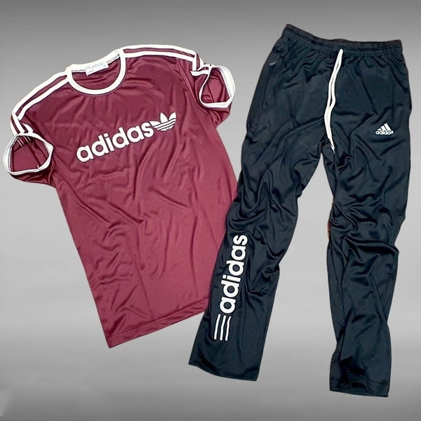 ADIDAS PRINTED HALF SLEEVES T-SHIRT+TRACK PANT - YELLOW, M