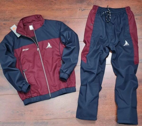 FULL SLEEVES REGULAR FIT TRACKSUIT  - MAROON/DARK BLUE, XXL