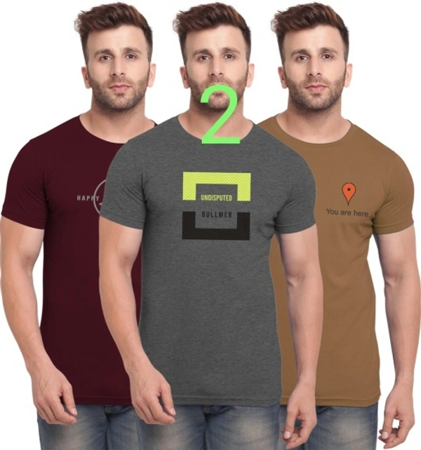 BULLMER Bullmer Printed Men Round Neck Multicolor T-Shirt - 5, XL