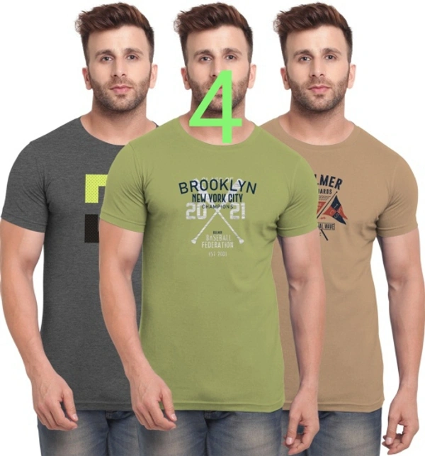 BULLMER Bullmer Printed Men Round Neck Multicolor T-Shirt - 5, XL
