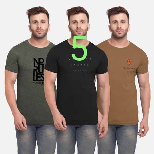 BULLMER Bullmer Printed Men Round Neck Multicolor T-Shirt - 6, S