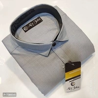 MENS COTTON SOLID CASUAL LONG SLEEVE SHIRTS  - Blue Stone, XL