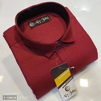 MENS COTTON SOLID CASUAL LONG SLEEVE SHIRTS  - Gold, M