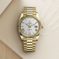Luxury Watch Oyster Perpetual Day-Date Gold With White Dial (Refurbished