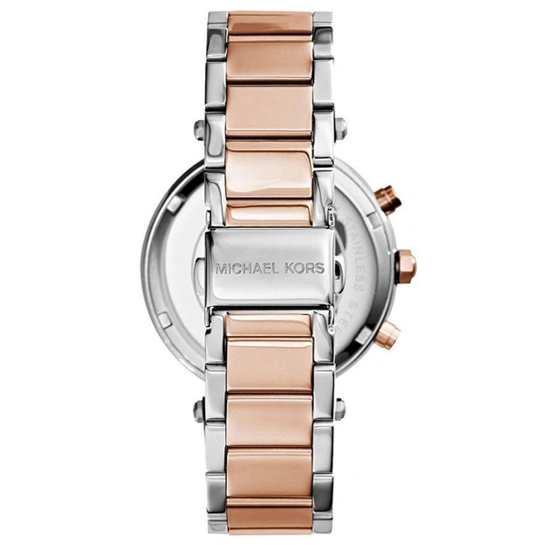 Designer Watch Ladies Parker Two-Tone Navy Chronograph Designer Watch Mk6141 (Refurbished