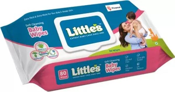 Little's Soft Cleansing Baby Wipes with Aloe Vera, Jojoba Oil and Vitamin E  (80 Wipes) - 80WIPES