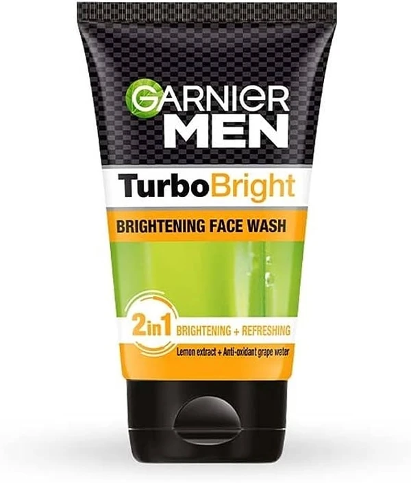 GARNIER MEN TURBO BRIGHI DOUBLE ACTION FACE  WASH 100GM