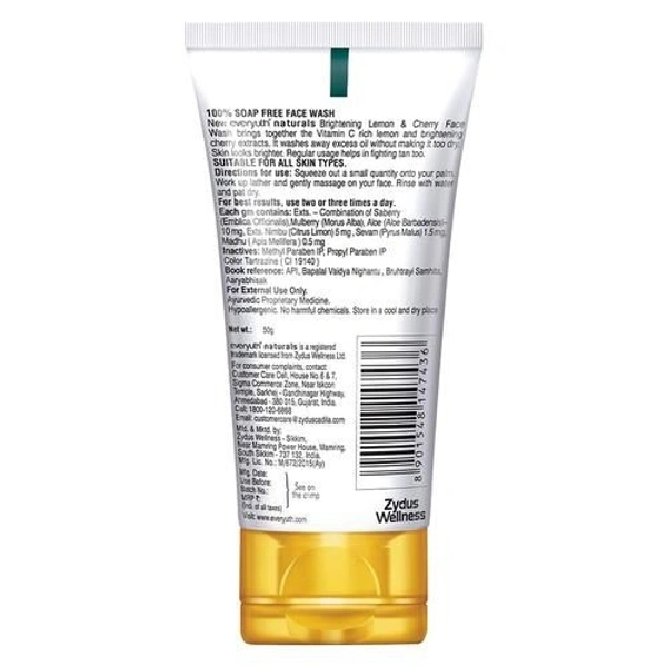 EVERYUTH NATURALS BRIGHTENING LEMON & CHERRY FACE WASH 50GM