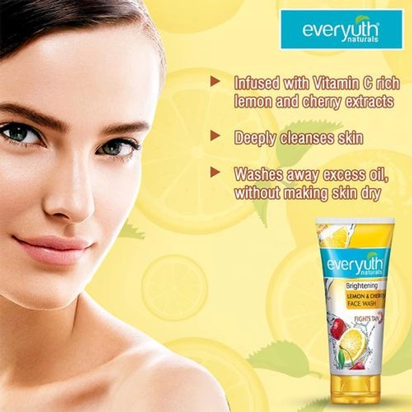 EVERYUTH NATURALS BRIGHTENING LEMON & CHERRY FACE WASH 50GM
