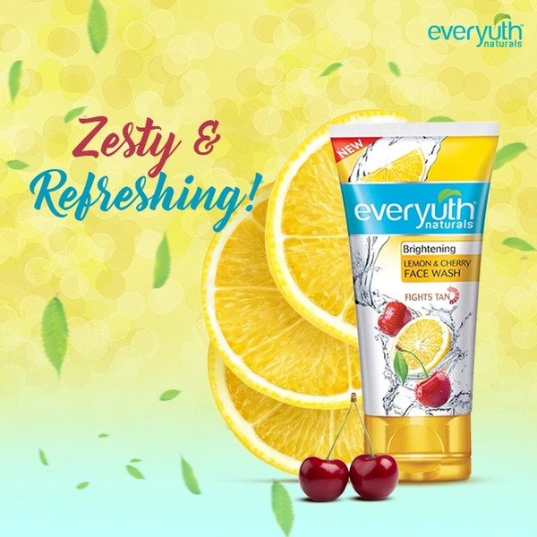 EVERYUTH NATURALS BRIGHTENING LEMON & CHERRY FACE WASH 50GM