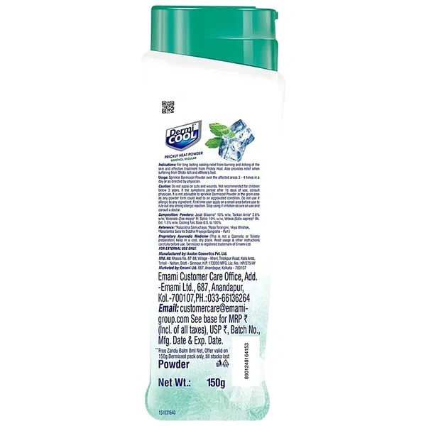 DERMI COOL PRICKLY HEAT POWDER MENTHOL REGULAR  150GM