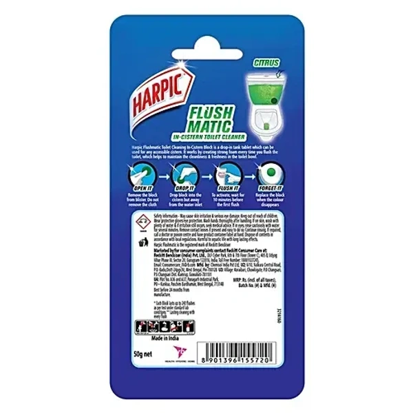 Harpic Flushmatic Toilet Cleaner Block Citrus 50 g