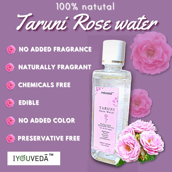 Taruni Rose Water Steam Distilled  - Transparent, 50ml