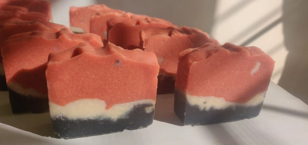 Rose clay Activated Charcoal Soap  - Black And Earthy Red, 75g