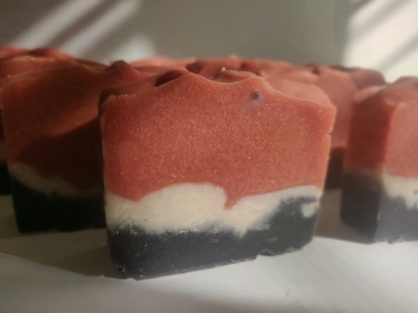 Rose clay Activated Charcoal Soap  - Black And Earthy Red, 75g