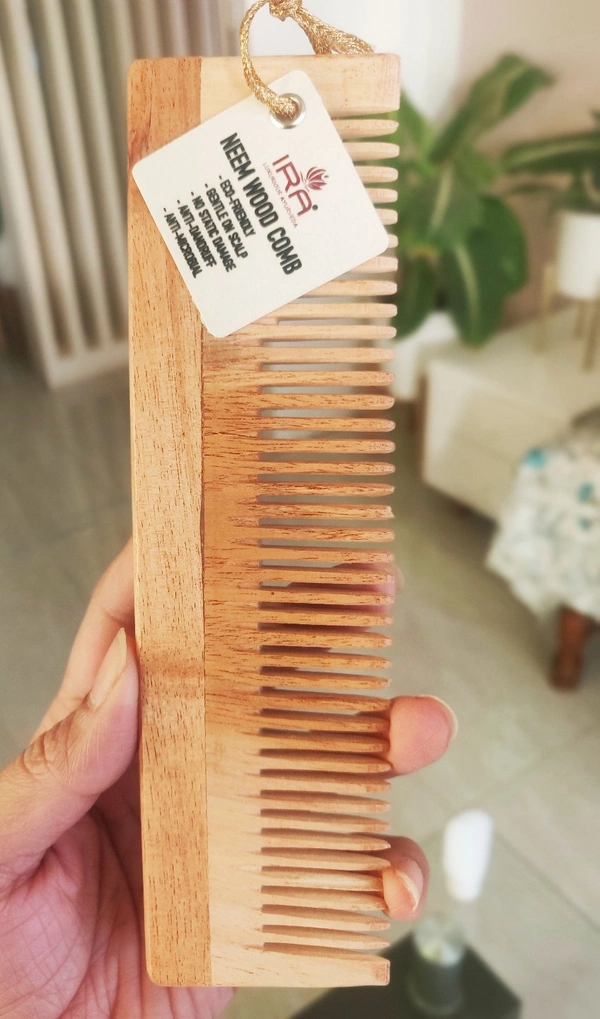 Neem Wood Comb  - Wooden, 7.5"