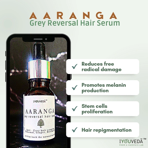 3 Month Pack Aaranga Grey Reversal Hair Serum  - White, 120 ml