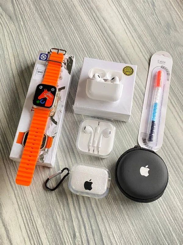 Ultra Smart Watch 6 in 1 Combo - Yellow Orange