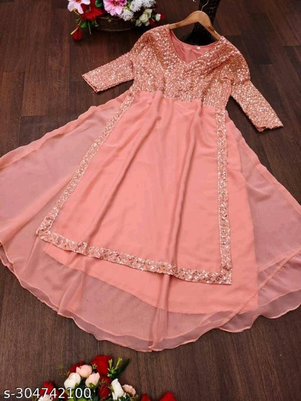 New Fancy Embroldery Sequence Work Fancy Gown With  Party Wear - S M L XL XXL XXXL