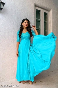New Fancy Embroldery Sequence Work Fancy Gown With  Party Wear - S M L XXL XXXL