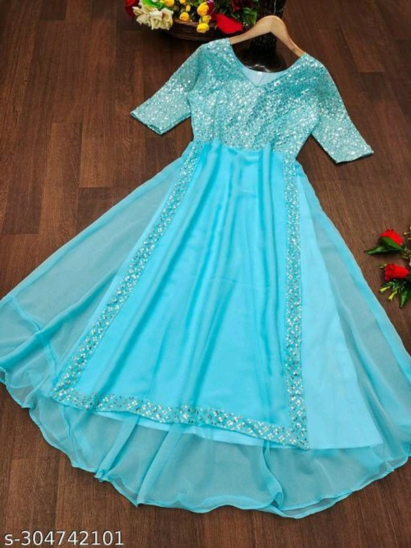 New Fancy Embroldery Sequence Work Fancy Gown With  Party Wear - S M L XXL XXXL