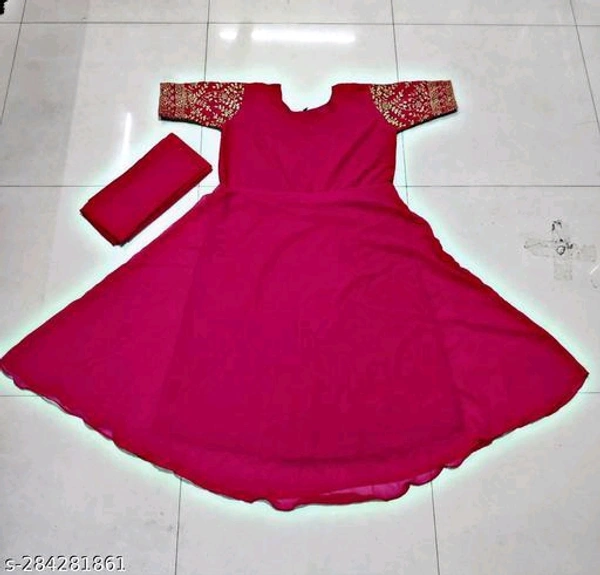Embroidered Georgette  Dress Designer Pink Party Wear With Dupatta - M L XL XXL XXXL