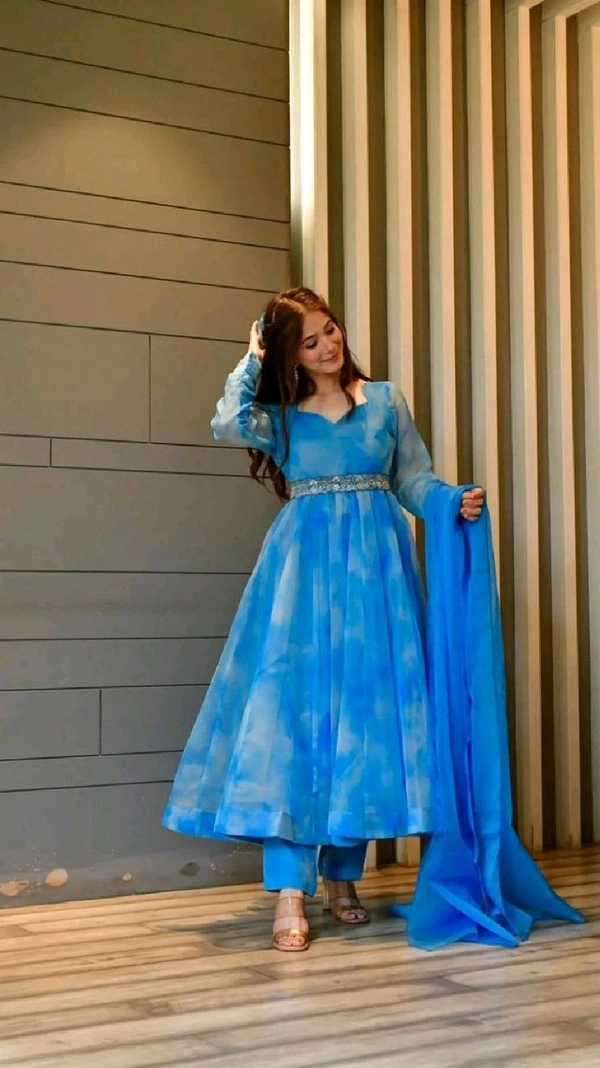 women designer fancy look  soft organza full - M L
