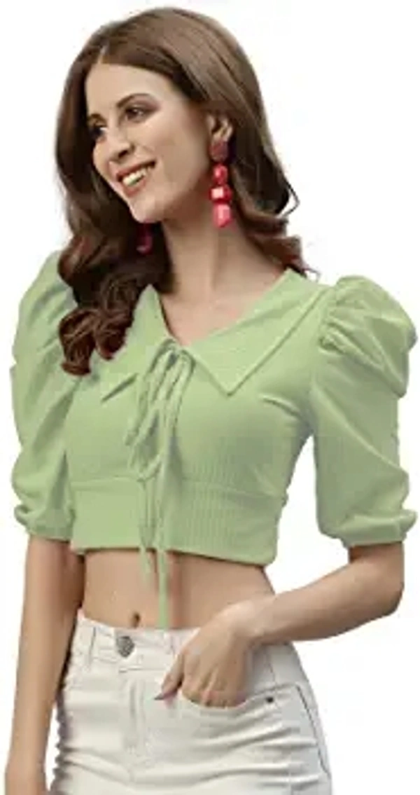 SIRIL Women's Lycra Solid Crop Top - Kobi, S