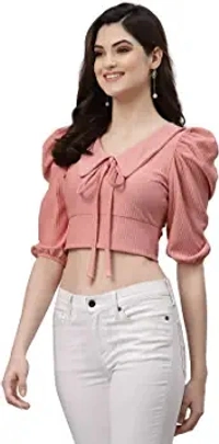 SIRIL Women's Lycra Solid Crop Top - Kobi, S