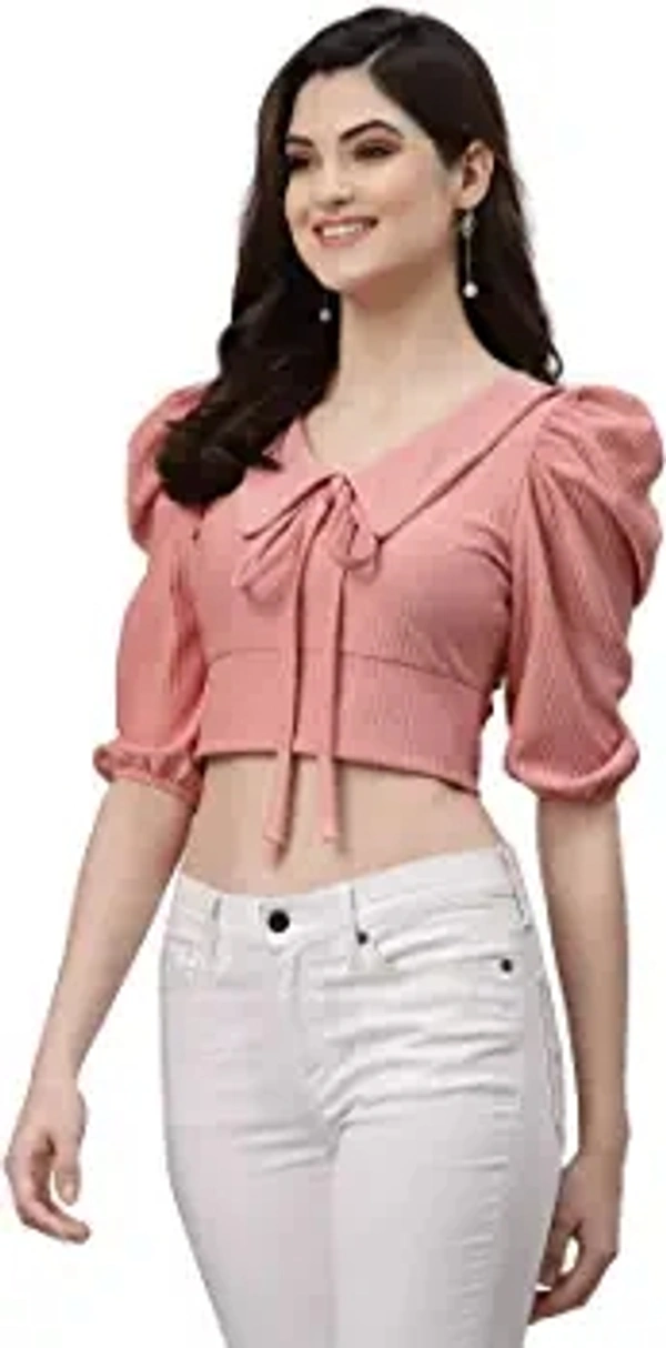 SIRIL Women's Lycra Solid Crop Top - Kobi, S