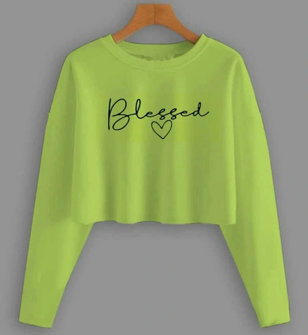 Women printed round neck light green T-shirt - L