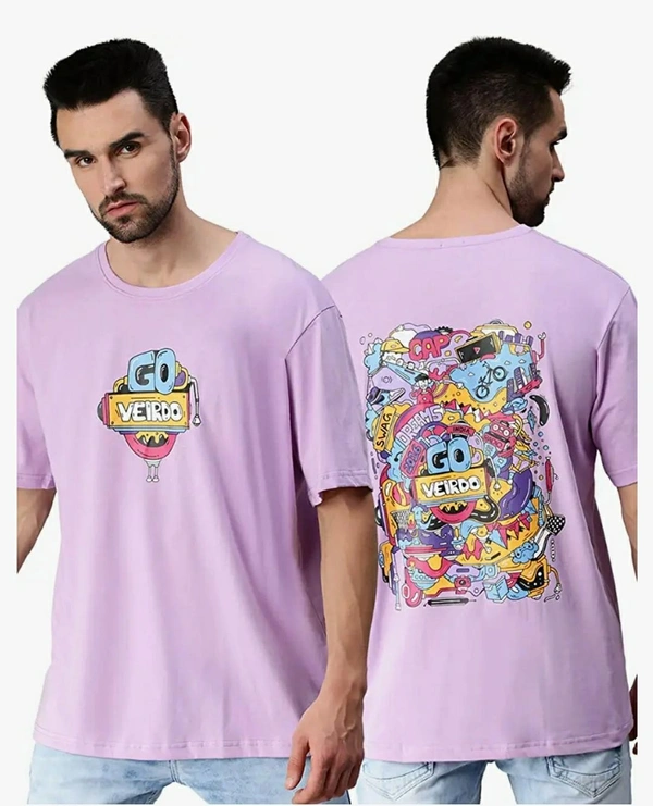 Go Vierdo Back Print Oversized Tshirt  - Heliotrope, L