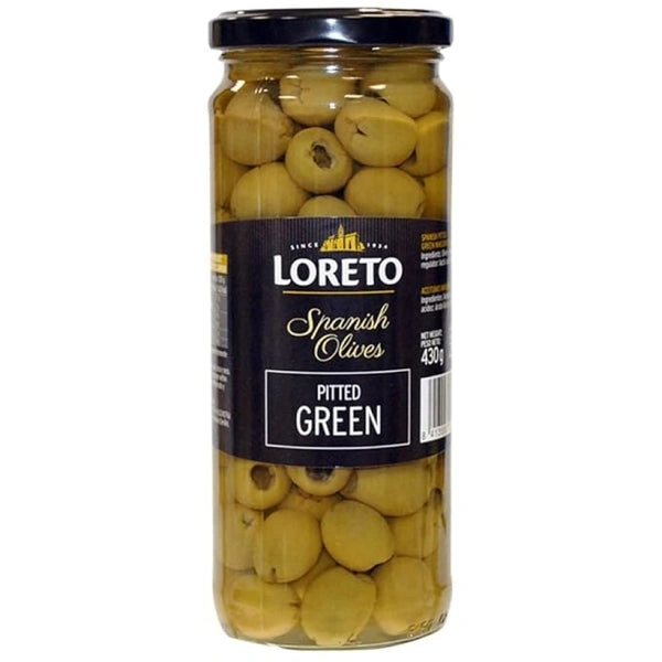 LORETO PITTED GREEN OLIVES - 450G