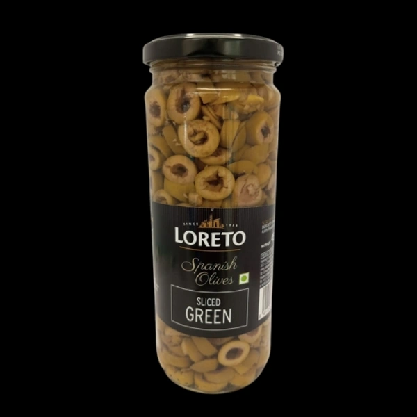 LORETO SLICED GREEN SPANISH OLIVES - 450G