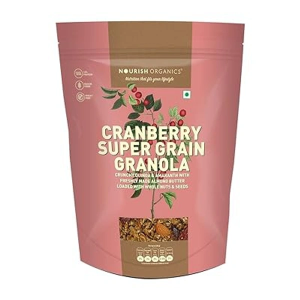 CRANBERRY SUPER GRAIN GRANOLA NOURISH ORGANIC - 300G