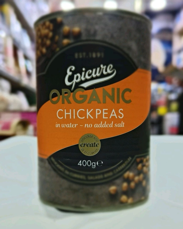 EPICURE ORGANIC  CHICPEAS IN WATER - NO ADDED SALT - 400ge