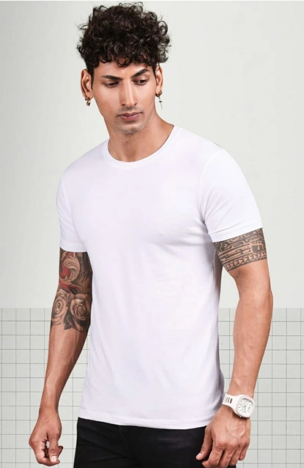 Men Zara Neck Tshirt  - Black, XL