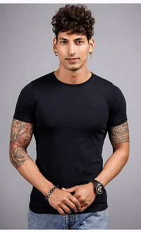 Men Zara Neck Tshirt  - Black, XL