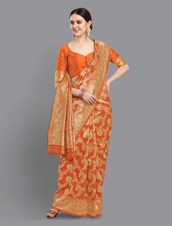 Women Banarasi Silk Blend Saree - Mustard