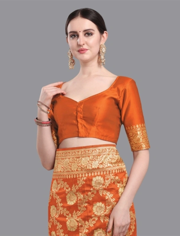 Women Banarasi Silk Blend Saree - Mustard