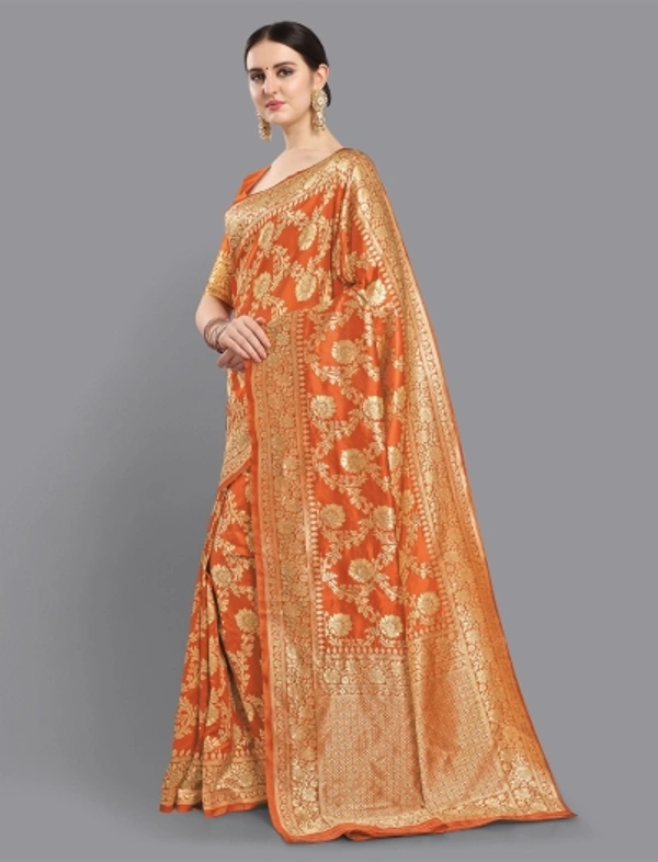 Women Banarasi Silk Blend Saree - Mustard