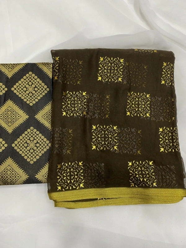 Printed Daily Wear Chiffon Saree - Coffee