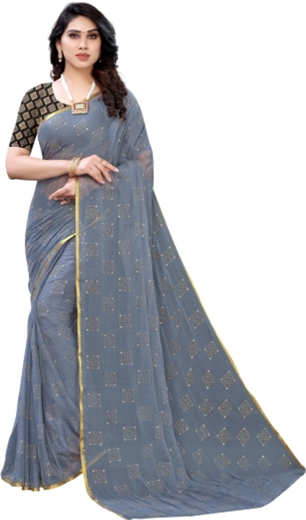 Printed Daily Wear Chiffon Saree - Grey
