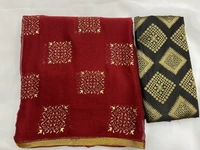 Printed Daily Wear Chiffon Saree - Maroon