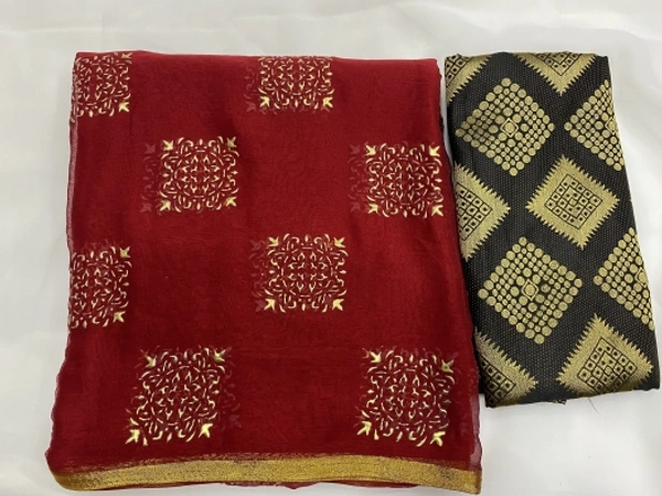 Printed Daily Wear Chiffon Saree - Maroon