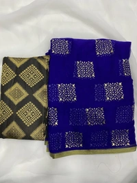 Printed Daily Wear Chiffon Saree - Navy
