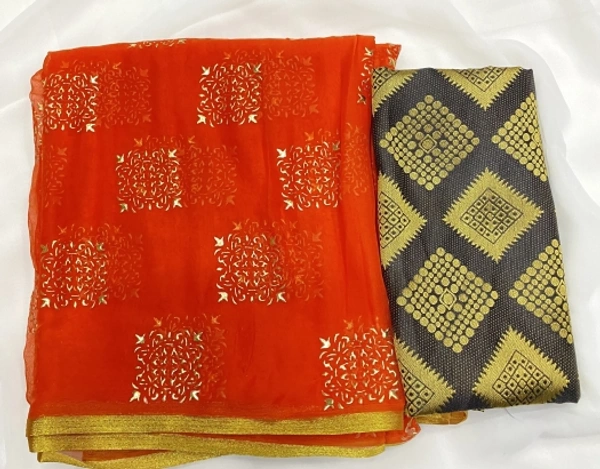 Printed Daily Wear Chiffon Saree - Orange
