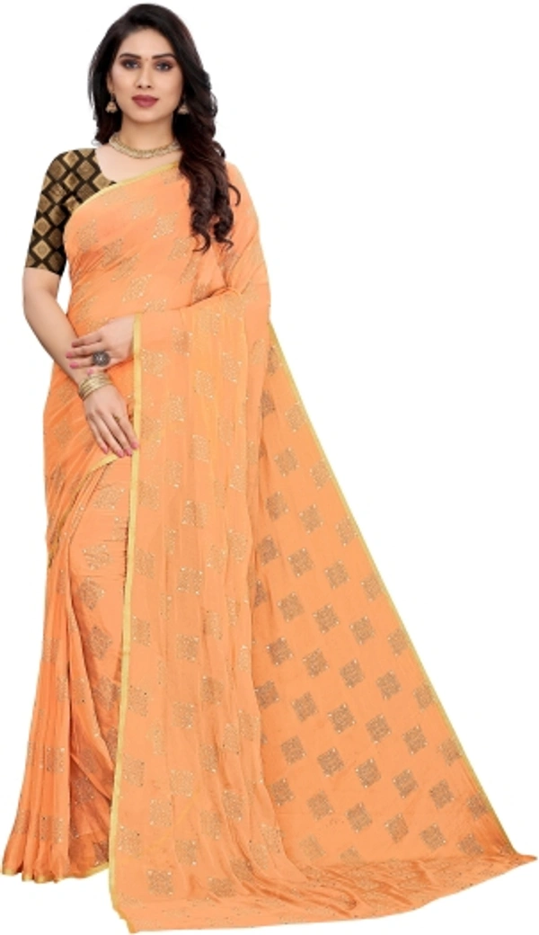 Printed Daily Wear Chiffon Saree - Peach