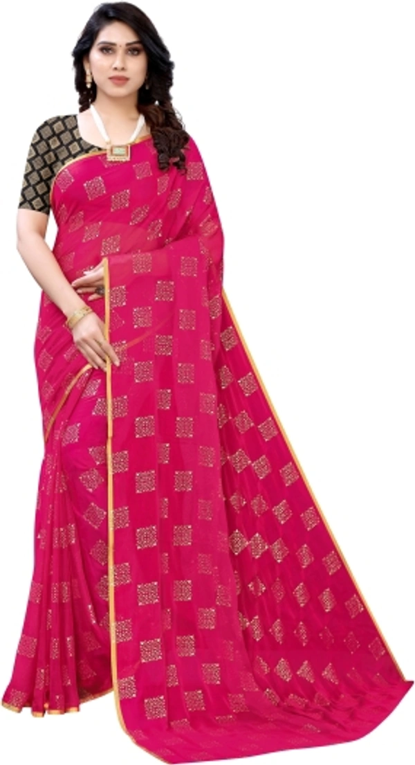 Printed Daily Wear Chiffon Saree - Pink